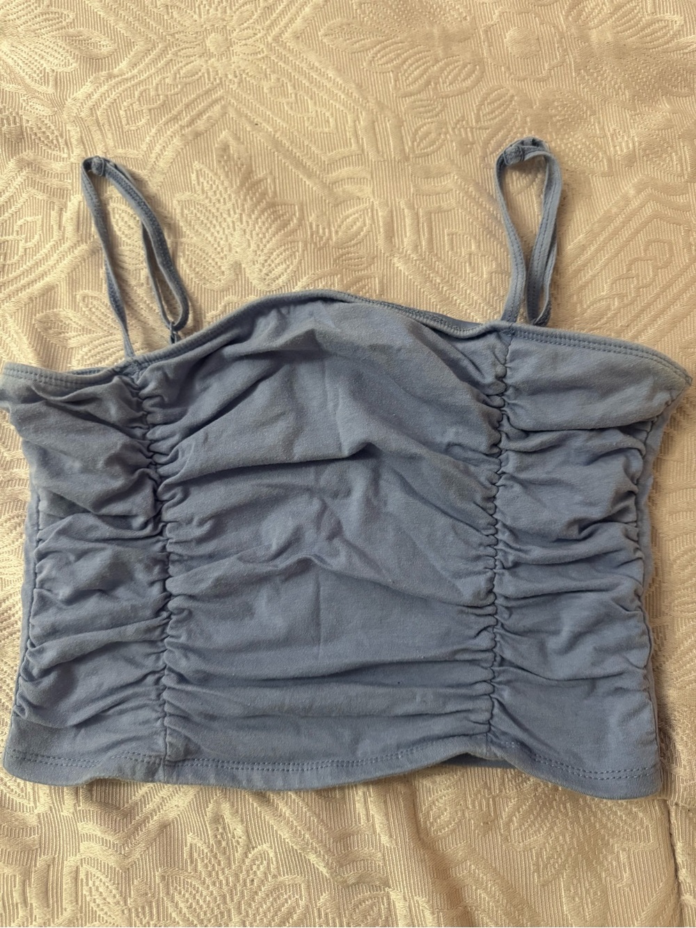 Ambiance Dusty Blue Ruched Cropped Camisole